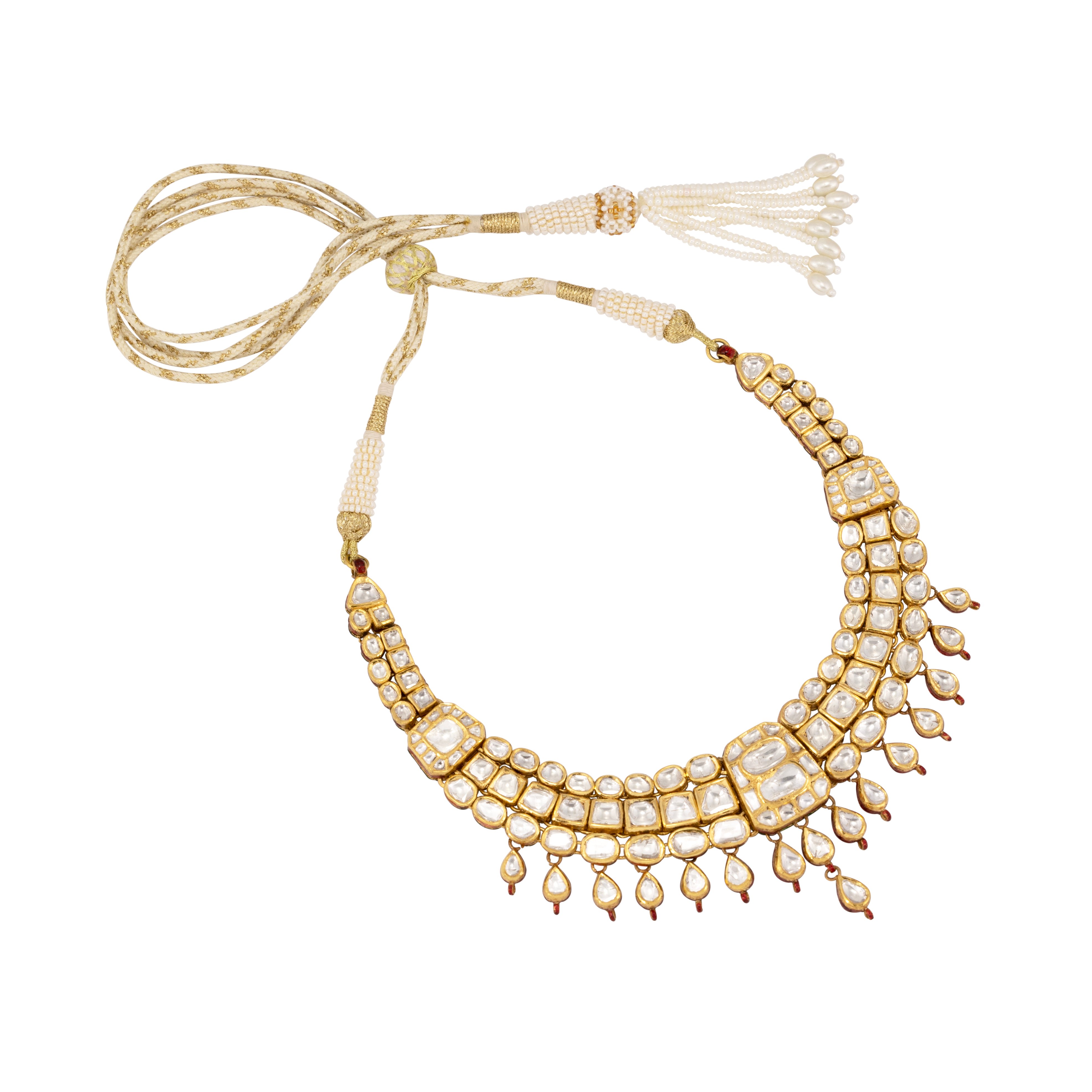 Gold Polki Choker with Pear-Shaped Drops